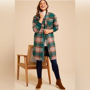 Women’s Green Plaid Longline Shacket Size Medium *NWT*